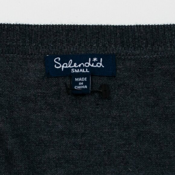 NEW Splendid Tie Front Sweater Womens Small S Gray Tie Front Cashmere 0111X - Picture 4 of 5